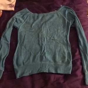 blue sweater with rope back